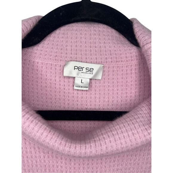 Per Se by Carlisle Women’s Large 100% Cashmere Sweater Pink Lilac Cowl Neck - Picture 3 of 5